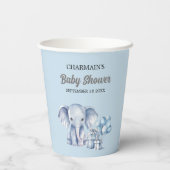 Blue Elephant & Balloon Baby shower Papieren Bekers (Achterkant)