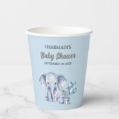 Blue Elephant & Balloon Baby shower Papieren Bekers (Voorkant)