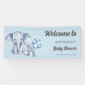 Blue Elephant & Balloon Baby shower Spandoek (Horizontaal)