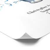 Blue Elephant Balloons Baby Geboorte Stats Kinderk Poster (Hoek)