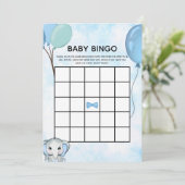 Blue Elephant Balloons Baby shower Baby Bingo Kaar Kaart (Staand voorkant)