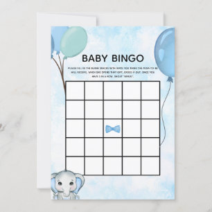 Blue Elephant Balloons Baby shower Baby Bingo Kaar Kaart
