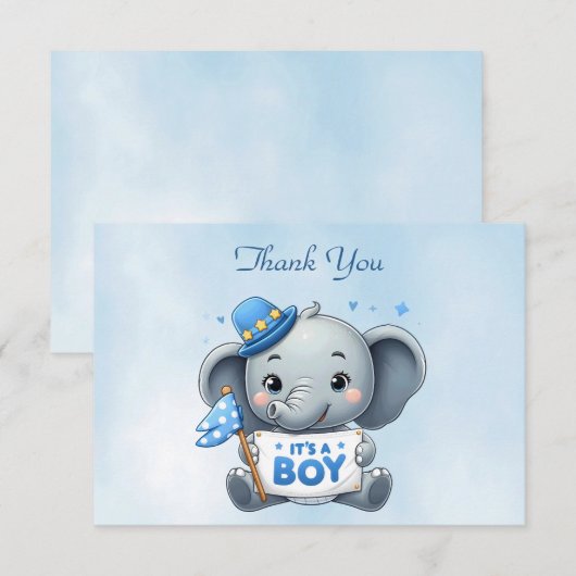 Blue Elephant bedankje Bedankkaart (Voorkant / Achterkant)