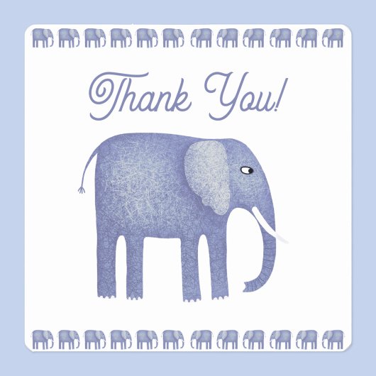 Blue Elephant Bedankt Vierkante Sticker