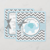 Blue Elephant Bird and Chevron Print Baptism Kaart (Voorkant / Achterkant)