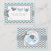 Blue Elephant Bird en Luier Raffle Ticket Informatiekaartje (Voorkant / Achterkant)