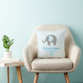 Blue Elephant Birth Stat Boy Baby Nursery Kussen (Stoel)