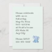 Blue Elephant Birthday Invitation Kaart (Achterkant)
