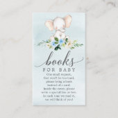 Blue Elephant Book Request Baby shower Card Informatiekaartje (Voorkant)