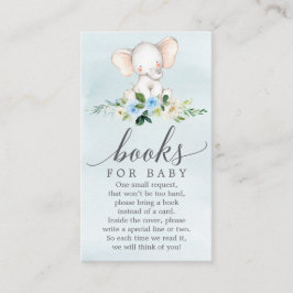 Blue Elephant Book Request Baby shower Card Informatiekaartje
