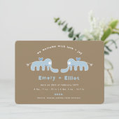 Blue Elephant Bow Stropdas Baby Boy Aankondiging (Staand voorkant)