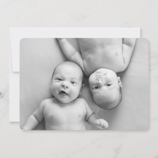 Blue Elephant Bow Stropdas Baby Boy Aankondiging (Achterkant)