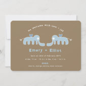 Blue Elephant Bow Stropdas Baby Boy Aankondiging (Voorkant)