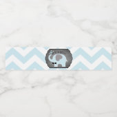 Blue Elephant Bow-stropdas Chevron-Baby shower Waterfles Etiket (Enkel label)
