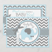 Blue Elephant Bow Stropdas Chevron Print Baby show Kaart (Voorkant / Achterkant)