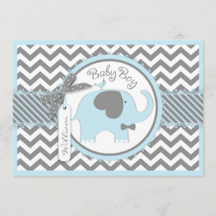 Blue Elephant Bow Stropdas Chevron Print Baby show Kaart