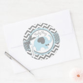 Blue Elephant Bow-stropdas Chevron Print Baby show Ronde Sticker (Envelop)
