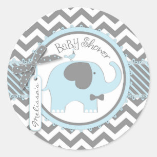 Blue Elephant Bow-stropdas Chevron Print Baby show Ronde Sticker
