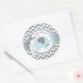 Blue Elephant Bow-stropdas Chevron Print Baby show Ronde Sticker (Envelop)