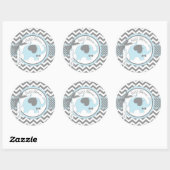 Blue Elephant Bow-stropdas Chevron Print Baby show Ronde Sticker (Vel)