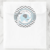 Blue Elephant Bow-stropdas Chevron Print Baby show Ronde Sticker (Tas)