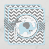 Blue Elephant Bow Stropdas Chevron Print Baptisme Kaart (Voorkant / Achterkant)