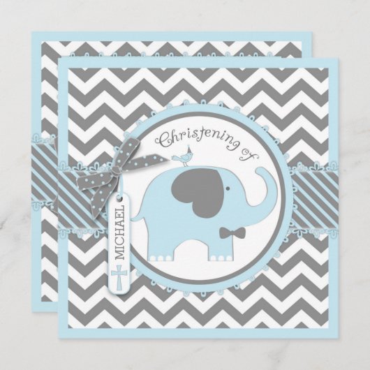 Blue Elephant Bow Stropdas Chevron Print Christeni Kaart (Voorkant / Achterkant)