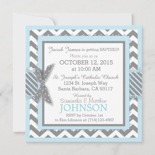 Blue Elephant Bow Stropdas Chevron Print Christeni Kaart (Achterkant)