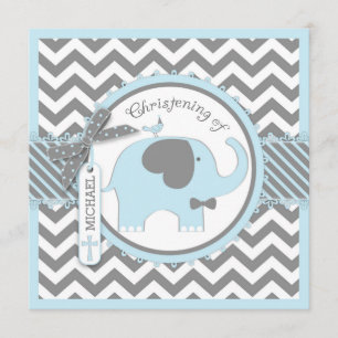 Blue Elephant Bow Stropdas Chevron Print Christeni Kaart