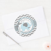 Blue Elephant Bow Stropdas en Chevron Print Doop Ronde Sticker (Envelop)