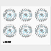 Blue Elephant Bow Stropdas en Chevron Print Doop Ronde Sticker (Vel)