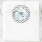 Blue Elephant Bow Stropdas en Chevron Print Doop Ronde Sticker (Tas)