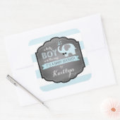 Blue Elephant Bow-stropdas Stripe Baby shower Vierkante Sticker (Envelop)