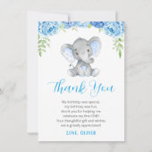 Blue Elephant Boy 1st First Birthday Little Peanut Bedankkaart (Voorkant)