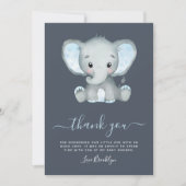 Blue Elephant Boy Baby shower Bedankkaart (Voorkant)