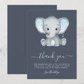 Blue Elephant Boy Baby shower Bedankkaart (Voorkant / Achterkant)