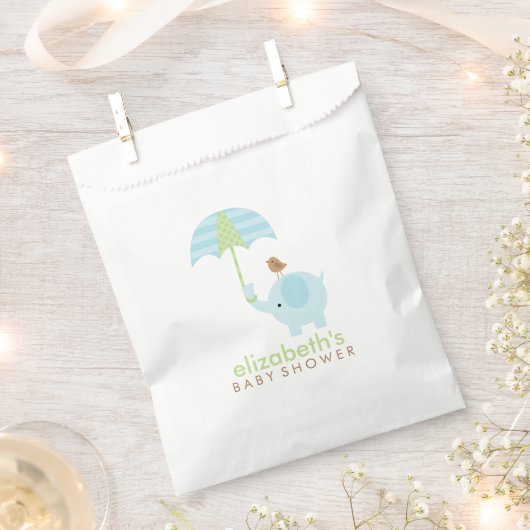 Blue Elephant Boy Baby shower Bedankzakje (Geknipt)