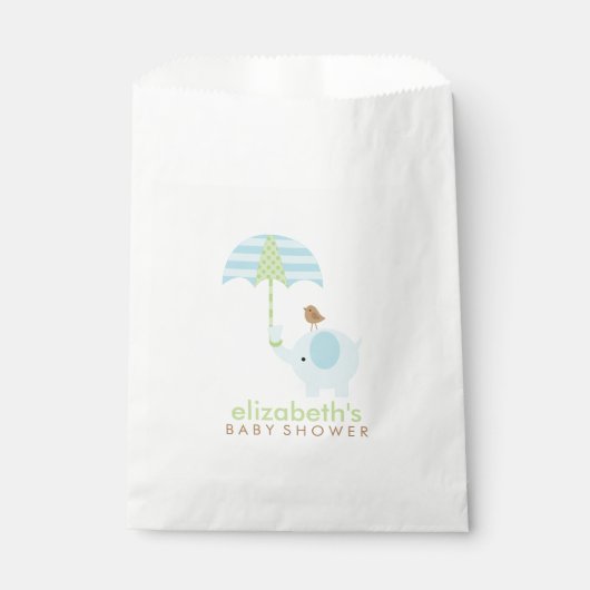 Blue Elephant Boy Baby shower Bedankzakje (Voorkant)