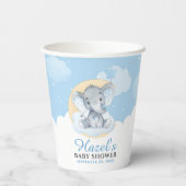 Blue Elephant Boy Baby shower Birthday Papieren Bekers (Achterkant)