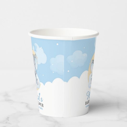 Blue Elephant Boy Baby shower Birthday Papieren Bekers (Rechts)