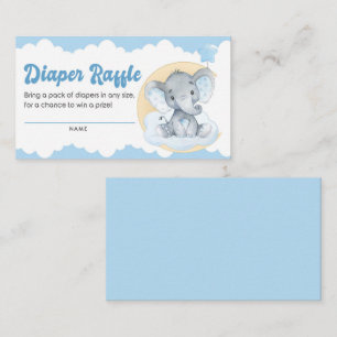 Blue Elephant Boy Baby shower Diaper Raffle Ticket Informatiekaartje