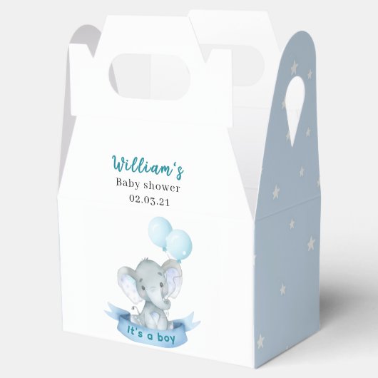 Blue Elephant Boy Baby Shower Favor Box Bedankdoosjes (Geopend)