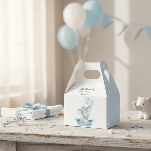 Blue Elephant Boy Baby Shower Favor Box Bedankdoosjes