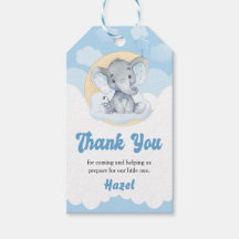 Blue Elephant Boy Baby shower Favor Gift Label