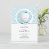 Blue Elephant Boy Baby Shower Invitations (Staand voorkant)