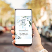 Blue Elephant Boy Baby shower Kaart