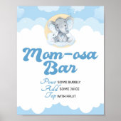 Blue Elephant Boy Baby shower Momosa Bar Sign. Poster (Voorkant)
