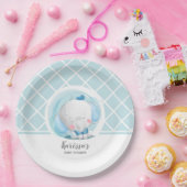 Blue Elephant Boy Baby shower Paper Bord (Feest)
