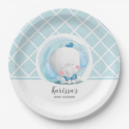 Blue Elephant Boy Baby shower Paper Bord