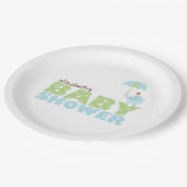 Blue Elephant Boy Baby shower Papieren Bordje (Gekanteld)
